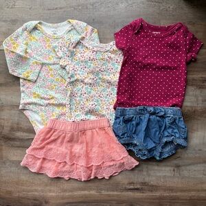 Bundle of Baby Girl Clothes, Floral and Feminine, Size 9M